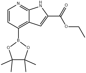 4-(4,4,5,5-四甲基-1,3,2-二氧杂硼烷-2-基)-1H-吡咯并[2,3-B]吡啶-2-羧酸乙酯 结构式