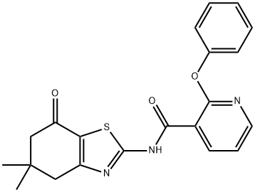 N-(5,5-dimethyl-7-oxo-4,5,6,7-tetrahydro-1,3-benzothiazol-2-yl)-2-phenoxynicotinamide 结构式