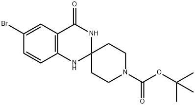 6'-溴-4'-氧代-3',4'-二氢-1'H-螺[哌啶-4,2'-喹唑啉]-1-羧酸叔丁酯 结构式