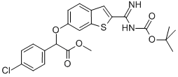 Benzeneacetic acid, 4-chloro-a-[[2-[[[(1,1-dimethylethoxy)carbonyl]amino]iminomethyl]benzo[b]thien-6-yl]oxy]-, methyl ester 结构式