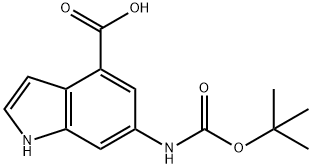 6-(叔丁氧羰基氨基)-1H吲哚-4-甲酸 结构式