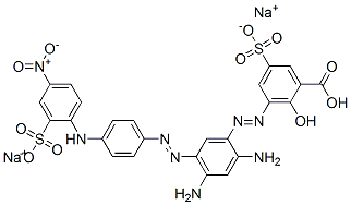 disodium hydrogen 3-[[2,4-diamino-5-[[4-[(4-nitro-2-sulphonatophenyl)amino]phenyl]azo]phenyl]azo]-5-sulphonatosalicylate  结构式