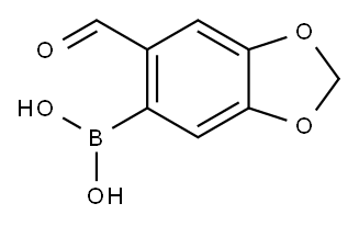 (2-甲酰基-4,5-亚甲二氧基)苯基硼酸 结构式