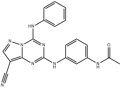 AcetaMide, N-[3-[[8-cyano-4-(phenylaMino)pyrazolo[1,5-a]-1,3,5-triazin-2-yl]aMino]phenyl]- 结构式