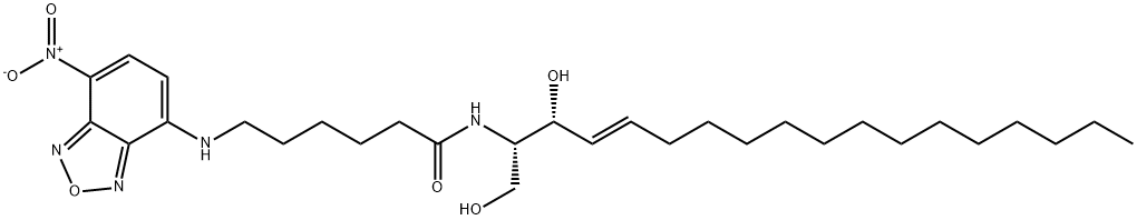 N-[6-[(7-NITRO-2-1,3-BENZOXADIAZOL-4-YL)AMINO]HEXANOYL]-D-ERYTHRO-SPHINGOSINE;C6-NBD CERAMIDE 结构式