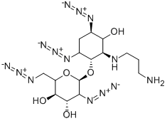 5-[(3-AMINOPROPYL)AMINO]-1,3-DIAZIDO-1,2,3,5-TETRADEOXY-4-O-(2,6-DIAZIDO-2,6-DIDEOXY-D-GLUCOPYRANOSYL)-D-MYO-INOSITOL 结构式