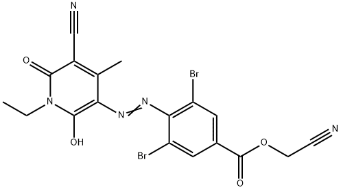 Benzoic  acid,  3,5-dibromo-4-[2-(5-cyano-1-ethyl-1,6-dihydro-2-hydroxy-4-methyl-6-oxo-3-pyridinyl)diazenyl]-,  cyanomethyl  ester 结构式