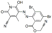 Benzoic  acid,  3,5-dibromo-2-[2-(5-cyano-1,6-dihydro-2-hydroxy-1,4-dimethyl-6-oxo-3-pyridinyl)diazenyl]-,  cyanomethyl  ester 结构式