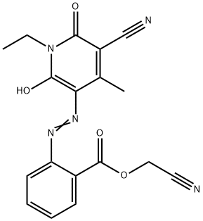 Benzoic  acid,  2-[2-(5-cyano-1-ethyl-1,6-dihydro-2-hydroxy-4-methyl-6-oxo-3-pyridinyl)diazenyl]-,  cyanomethyl  ester 结构式