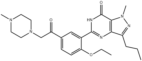 5-[2-乙氧基-5-[2-(4-甲基-1-哌嗪基)乙酰氨基]苯基]-1,6-二氢-1-甲基-3-丙基-7H-吡唑-[4,3-E]嘧啶-7-酮 结构式
