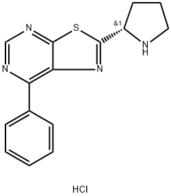 (S)-7-苯基-2-(吡咯烷-2-基)噻唑并[5,4-D]嘧啶盐酸盐 结构式