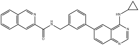 3-Isoquinolinecarboxamide,  N-[[3-[4-(cyclopropylamino)-6-quinazolinyl]phenyl]methyl]- 结构式