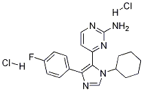 4-[1-环己基-4-(4-氟苯基)-1H-咪唑-5-基]-2-嘧啶胺盐酸盐 结构式