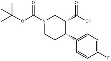 (3R,4R)-1-(TERT-BUTOXYCARBONYL)-4-(4-FLUOROPHENYL)-3-PIPERIDINECARBOXYLIC ACID 结构式