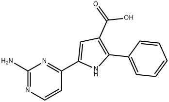 1H-Pyrrole-3-carboxylic  acid,  5-(2-amino-4-pyrimidinyl)-2-phenyl- 结构式