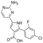 1H-Pyrrole-3-carboxylic  acid,  5-(2-amino-4-pyrimidinyl)-2-(4-chloro-2-fluorophenyl)- 结构式