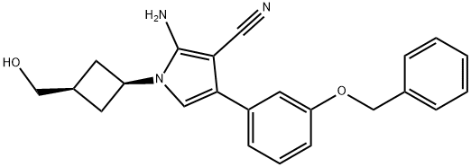 2-amino-4-(3-(benzyloxy)phenyl)-1-(3-(hydroxymethyl)cyclobutyl)-1H-pyrrole-3-carbonitrile 结构式
