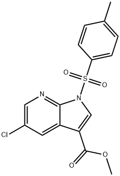 5-氯-1-甲基苯磺酰基-1H-吡咯并[2,3-B]吡啶-3-羧酸甲酯 结构式