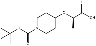 (2R)-2-{[1-(tert-Butoxycarbonyl)-4-piperidinyl]-oxy}propanoic acid 结构式