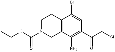 2(1H)-Isoquinolinecarboxylic  acid,  8-amino-5-bromo-7-(2-chloroacetyl)-3,4-dihydro-,  ethyl  ester 结构式