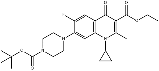 1-环丙基-6-氟-2-甲基-7-[4-[(2-甲基丙烷-2-基)氧羰基]哌嗪-1-基]-4-氧喹啉-3-羧酸乙酯 结构式