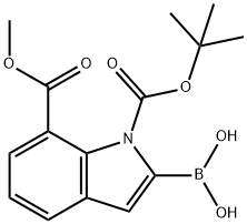 2-硼-1H-吲哚-1,7-二羧酸-1-(1,1-二甲基乙基)-7-甲酯 结构式