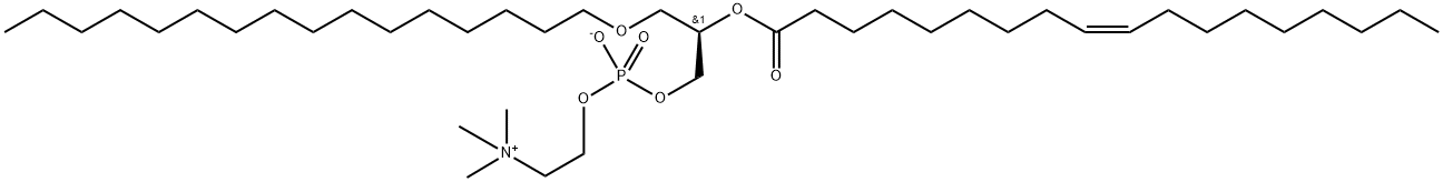 1-O-HEXADECYL-2-OLEOYL-SN-GLYCERO-3-PHOSPHOCHOLINE;C16-18:1 PC 结构式