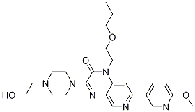 Pyrido[3,4-b]pyrazin-2(1H)-one, 3-[4-(2-hydroxyethyl)-1-piperazinyl]-7-(6-Methoxy-3-pyridinyl)-1-(2-propoxyethyl) 结构式