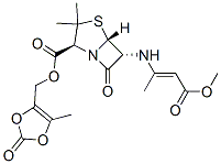 (2S,5R,6R)-6-(2-Methoxycarbonyl-1-methylethenylamino)-3,3-dimethyl-7-oxo-4-thia-1-azabicyclo[3.2.0]heptane-2-carboxylic acid (5-methyl-2-oxo-1,3-dioxol-4-yl)methyl ester 结构式