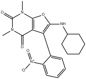 Furo[2,3-d]pyrimidine-2,4(1H,3H)-dione,  6-(cyclohexylamino)-1,3-dimethyl-5-(2-nitrophenyl)- 结构式