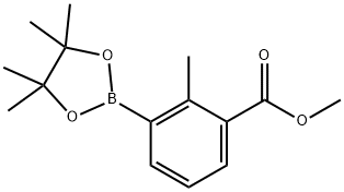 2-甲基-3-(4,4,5,5-四甲基-1,3,2-二氧杂环戊硼烷-2-基)苯甲酸甲酯 结构式