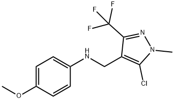 N-{[5-chloro-1-methyl-3-(trifluoromethyl)-1H-pyrazol-4-yl]methyl}-4-methoxyaniline 结构式