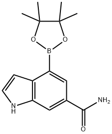 1H-Indole-6-carboxaMide, 4-(4,4,5,5-tetraMethyl-1,3,2-dioxaborolan-2-yl)- 结构式