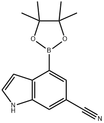 1H-Indole-6-carbonitrile, 4-(4,4,5,5-tetraMethyl-1,3,2-dioxaborolan-2-yl)- 结构式