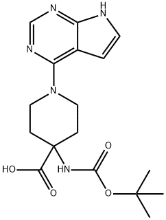 4-Piperidinecarboxylicacid,4-[[(1,1-diMethylethoxy)carbonyl]aMino]-1-(7H-pyrrolo[2,3-d]pyriMidin-4-yl)- 结构式