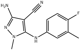 3-amino-5-(4-fluoro-3-methylanilino)-1-methyl-1H-pyrazole-4-carbonitrile 结构式