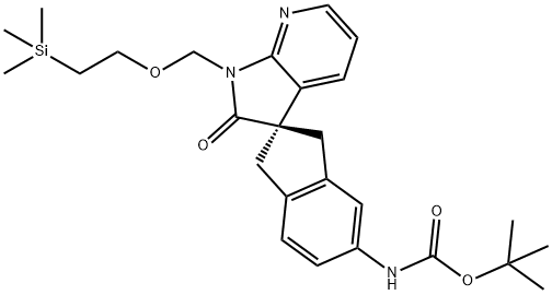 (R)-tert-butyl 2'-oxo-1'-((2-(triMethylsilyl)ethoxy)Methyl)-1,1',2',3-tetrahydrospiro[indene-2,3'-pyrrolo[2,3-b]pyridine]-5-ylcarbaMate 结构式