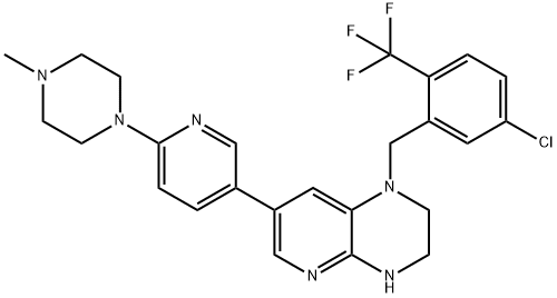 1-(5-chloro-2-(trifluoroMethyl)benzyl)-7-(6-(4-Methylpiperazin-1-yl)pyridin-3-yl)-1,2,3,4-tetrahydropyrido[2,3-b]pyrazine 结构式