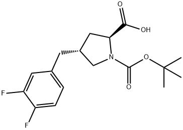 反-BOC-4-(3,4-二氟苄基)-L-脯氨酸 结构式