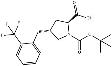 BOC-(R)-4-[2-(三氟甲基)苄基]-L-脯氨酸 结构式