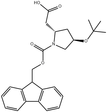 FMOC-O-叔丁基-L-Β-高羟基脯氨酸 结构式