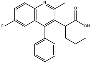 6-氯-2-甲基-4-苯基-ALPHA-丙基-3-喹啉乙酸 结构式