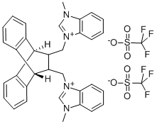 11,12-二[N-甲基-1H-苯并咪唑正离子-3-亚甲基]-9,10-二氢-9,10-乙基蒽二(三氟甲磺酸) 结构式