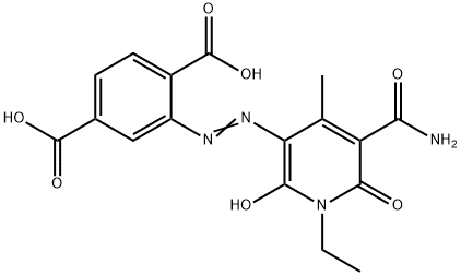 1,4-Benzenedicarboxylic  acid,  2-[2-[5-(aminocarbonyl)-1-ethyl-1,6-dihydro-2-hydroxy-4-methyl-6-oxo-3-pyridinyl]diazenyl]- 结构式