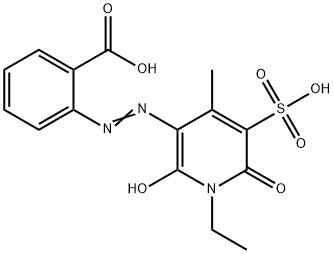 Benzoic  acid,  2-[2-(1-ethyl-1,6-dihydro-2-hydroxy-4-methyl-6-oxo-5-sulfo-3-pyridinyl)diazenyl]- 结构式