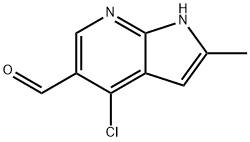 4-氯-2-甲基-1H-吡咯并[2,3-B]吡啶-5-甲醛 结构式