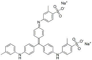 disodium 2-methyl-4-[[4-[[4-[(3-tolyl)amino]phenyl][4-[(3-methyl-4-sulphonatophenyl)amino]phenyl]methylene]-2,5-cyclohexadien-1-ylidene]amino]benzenesulphonate 结构式