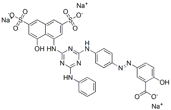 5-[[4-[[6-anilino-4-[(8-hydroxy-3,6-disulpho-1-naphthyl)amino]-1,3,5-triazin-2-yl]amino]phenyl]azo]salicylic acid, sodium salt 结构式