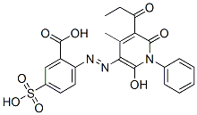 Benzoic  acid,  2-[2-[1,6-dihydro-2-hydroxy-4-methyl-6-oxo-5-(1-oxopropyl)-1-phenyl-3-pyridinyl]diazenyl]-5-sulfo- 结构式