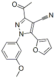 1H-Pyrazole-4-carbonitrile,  3-acetyl-5-(2-furanyl)-1-(3-methoxyphenyl)- 结构式